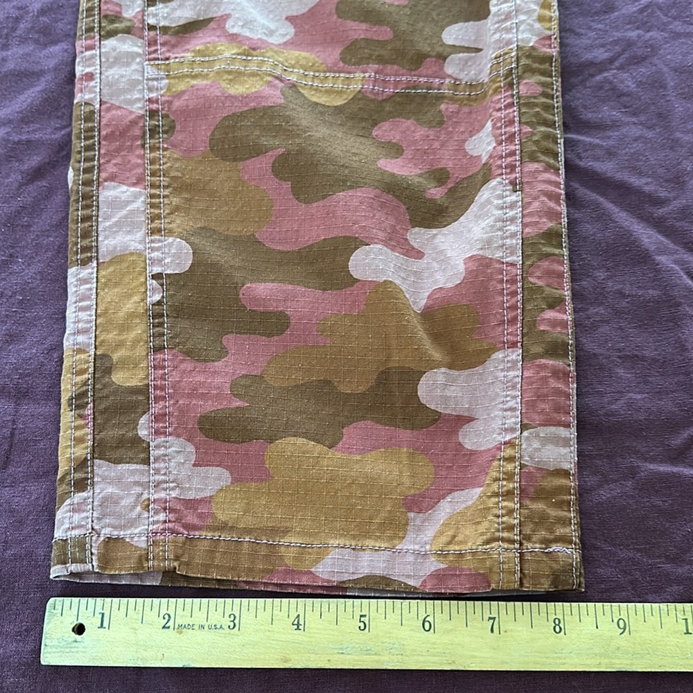 Sundance Pants pink rust orange camo Sz 16 cotton w stretch 4 pockets buttons - Picture 6 of 9